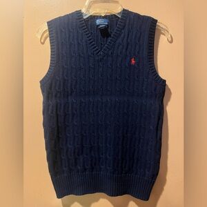 Ralph Lauren Men's Dark Blue Cable Knit Sweater Vest